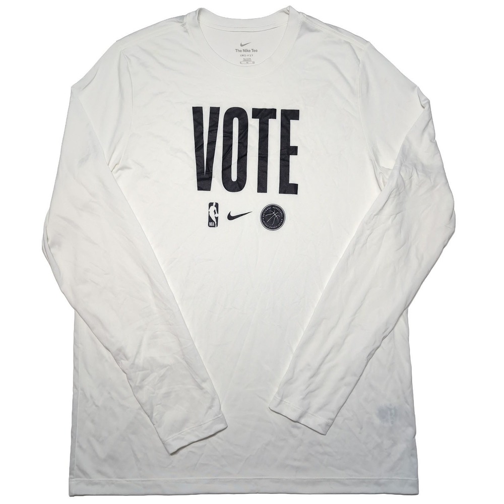 NIKE NBA Vote Long Sleeve Performance Shirt Team Issue White XLT XL Tall